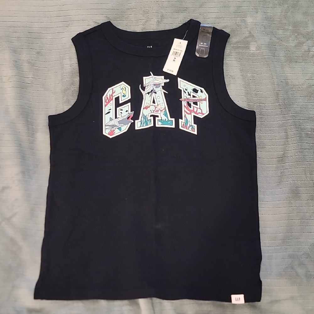 GAP Black Tank Top with Floral Logo
